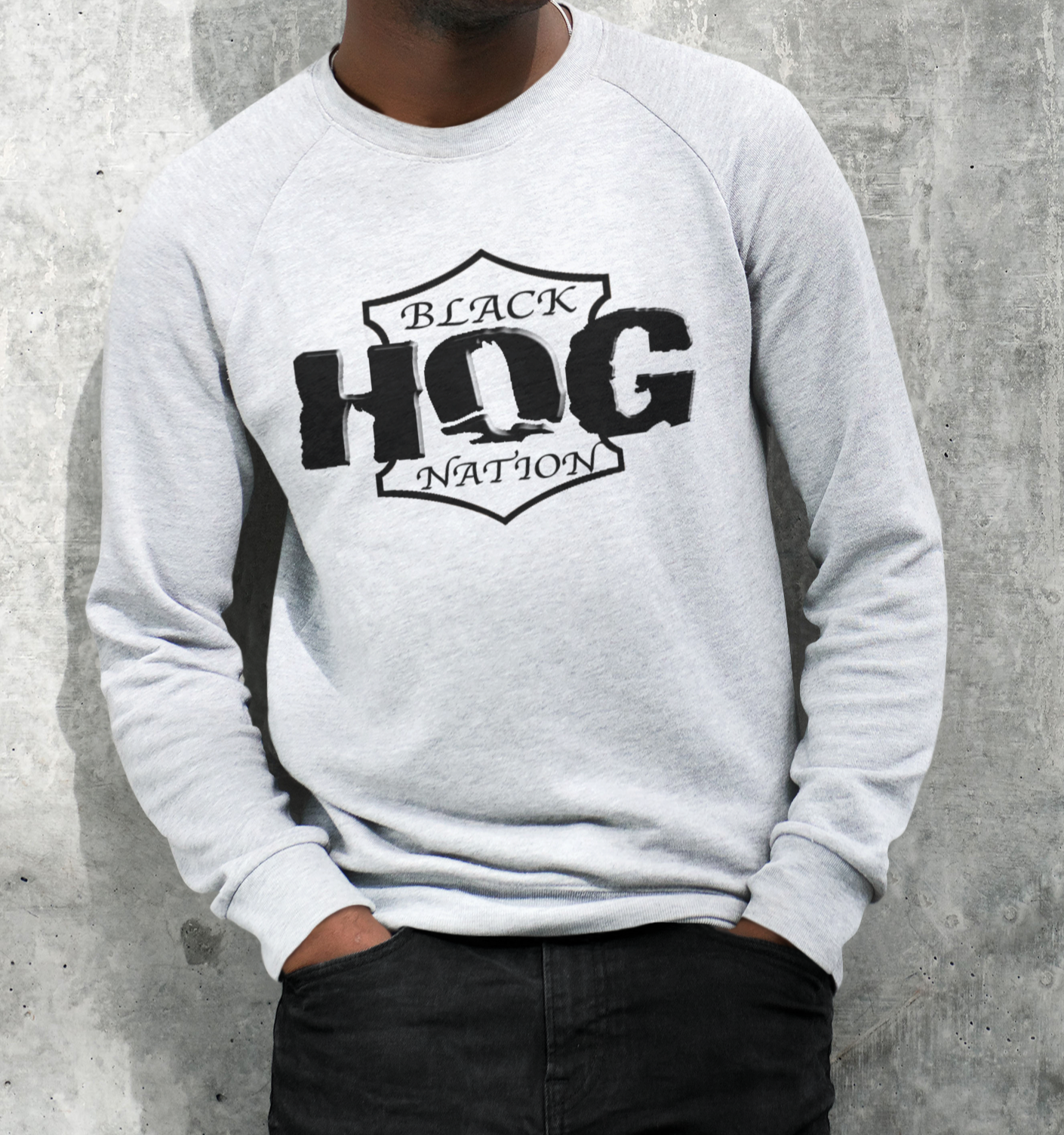 Original Black Hog Nation Logo Crew Neck Sweater