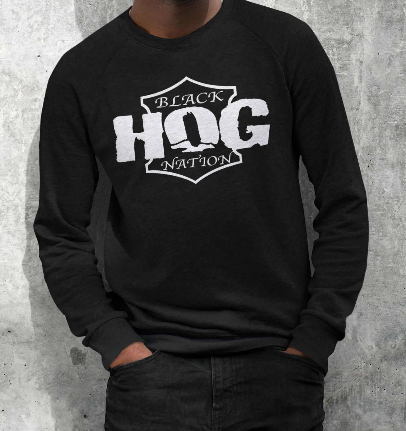 Original Black Hog Nation Logo Crew Neck Sweater